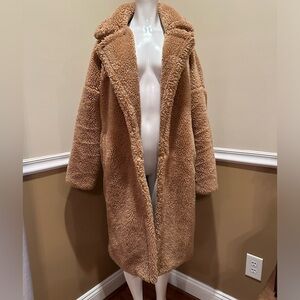 Missguided Cozy Brown Teddy Jacket size 6 trench